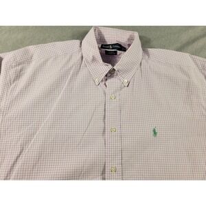Ralph Lauren Blake Shirt Men XL Lavender‎ Purple Gingham Check Plaid Button Up